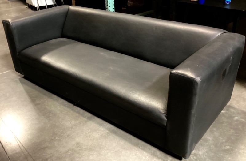 Photo 6 of CANAL LEATHERETTE BLACK SOFA 86”x34”x 26”- MORE OF THIS COLLECTION IN AUCTION- SOME DAMAGE PLEASE SEE PHOTOS