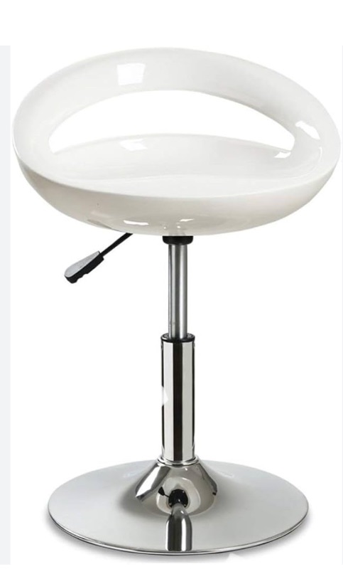 Photo 1 of TICKLE BAR STOOL ADJUSTABLE WHITE 18”x 16”x 31”-MORE OF THIS COLLECTION IN AUCTION