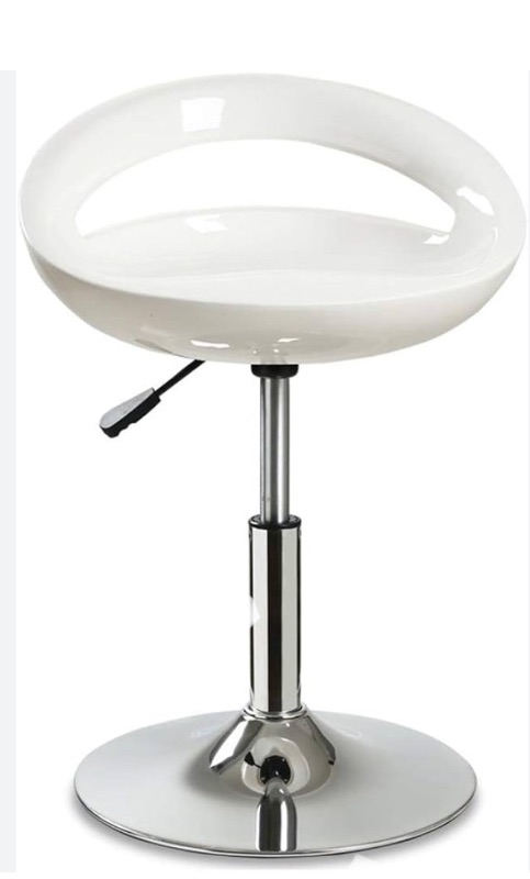 Photo 2 of TICKLE BAR STOOL ADJUSTABLE WHITE 18”x 16”x 31”-MORE OF THIS COLLECTION IN AUCTION