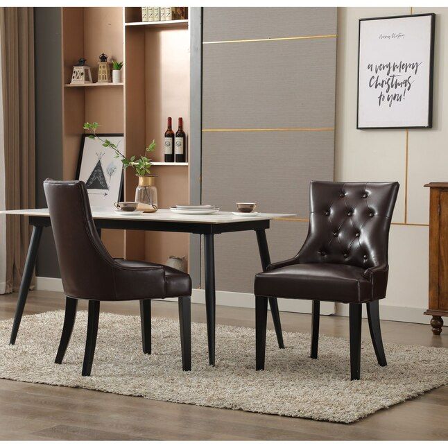 Photo 1 of ROY BUTTON BROWN TUFTED DINING CHAIR 21.5”x 25”x 19.5”- MORE OF THIS COLLECTION IN AUCTION