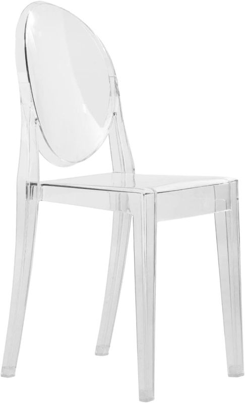 Photo 1 of LEISURE MOD MARION MCM ACRYLIC STACKABLE CLEAR ACCENT CHAIR 16”x 20”x18”- MORE OF THIS COLLECTION IN AUCTION