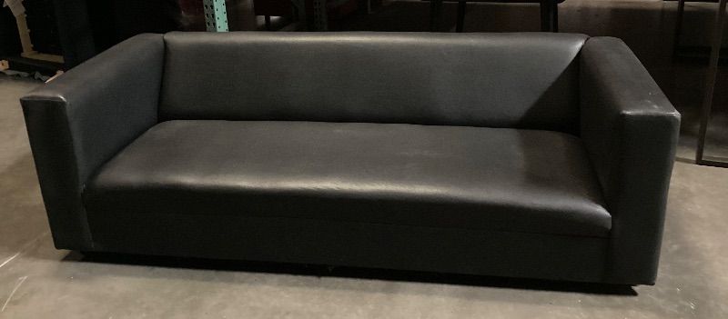 Photo 1 of CANAL LEATHERETTE BLACK SOFA  86”x34”x 26” - MORE OF THIS COLLECTION IN AUCTION