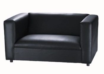 Photo 1 of CANAL LEATHERETTE BLACK LOVESEAT 54”x 34”x 26” - MORE OF THIS COLLECTION IN AUCTION