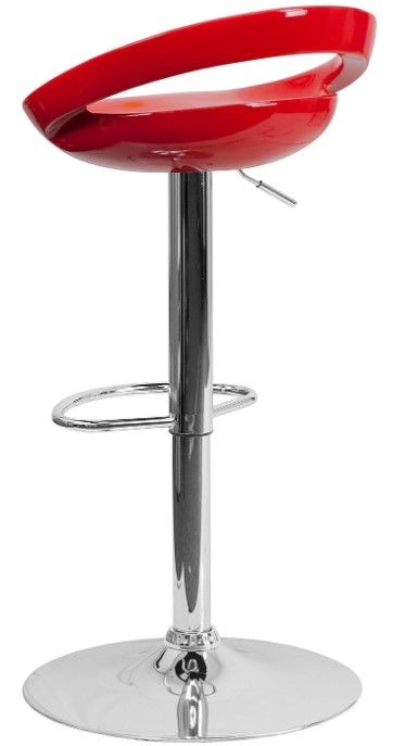 Photo 2 of TICKEL BAR STOOL ADJUSTABLE RED 18”x16”x23”-31” - MORE OF THIS COLLECTION IN AUCTION