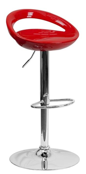 Photo 1 of TICKEL BAR STOOL ADJUSTABLE RED 18”x16”x23”-31” - MORE OF THIS COLLECTION IN AUCTION