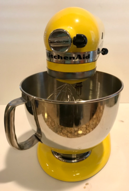 Photo 4 of KITCHENAID 5-Q ARTISAN TILT YELLOW STAND MIXER W / FOOD GRINDER ATTACHMENT