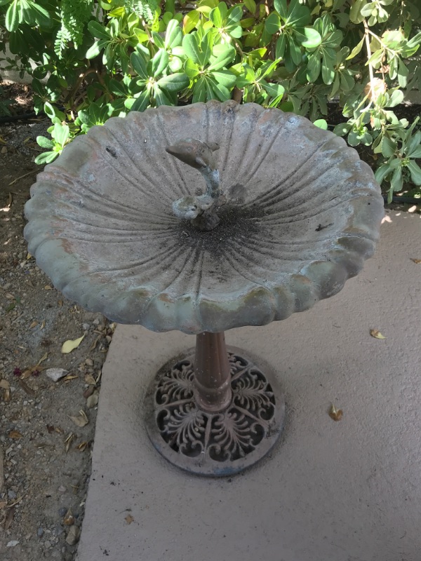 Photo 1 of RED BARREL STUDIO METAL PEDESTAL BIRDBATH WITH DOLPHIN