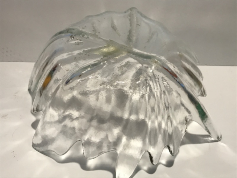 Photo 2 of VINTAGE CLEAR FREE FORM SWUNG POINT ART GLASS CENTERPIECE