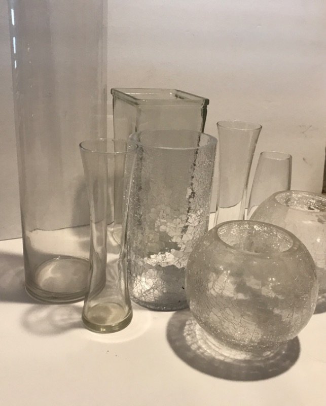 Photo 2 of COLLECTION OF CRACKLE GLASS VASES AND MORE