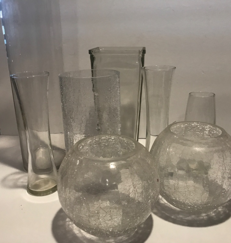 Photo 3 of COLLECTION OF CRACKLE GLASS VASES AND MORE