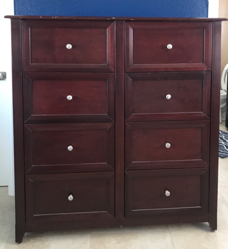 Photo 2 of MAHOGANY 8 DRAWER DRESSER 51”x 18”x 53”-LITTLE SCRATCHES ON FRONT