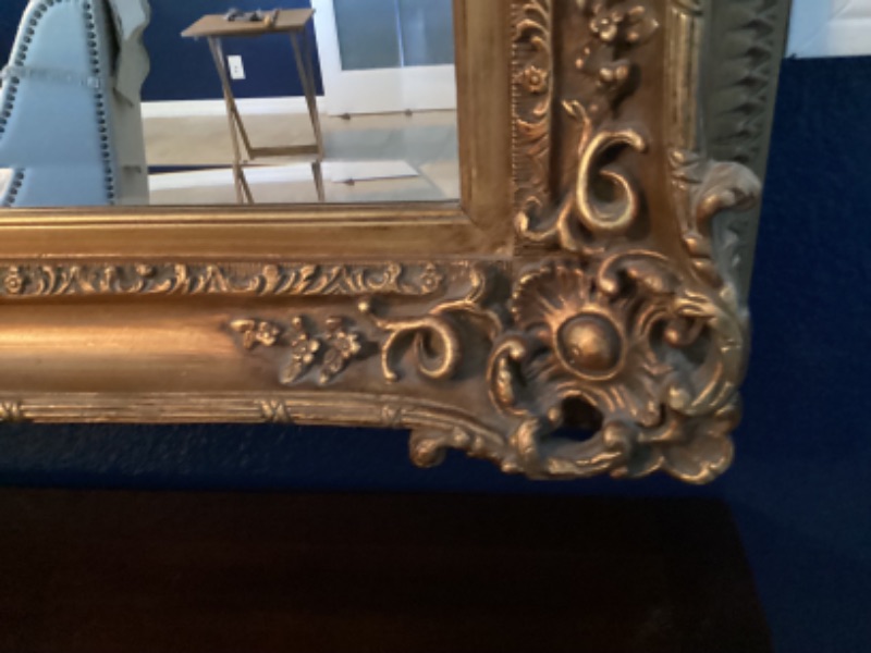 Photo 2 of VINTAGE ORNATE GOLD FRAMED MIRROR 56”x 46”