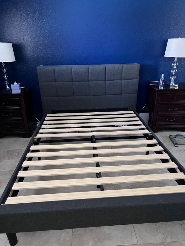 Photo 1 of UPHOLSTERED PANEL HEADBOARD BED FRAME FOR QUEEN MATTRESS- DOES NOT COME WITH MATTRESS