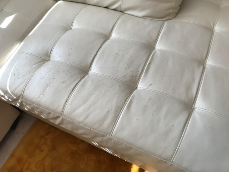 Photo 3 of CREAM LEATHER SECTIONAL SOFA 120”x 84”-HAS WEAR PLEASE SEE PHOTOS