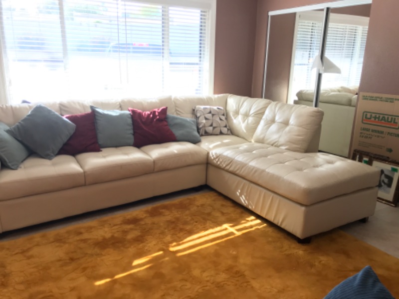 Photo 4 of CREAM LEATHER SECTIONAL SOFA 120”x 84”-HAS WEAR PLEASE SEE PHOTOS