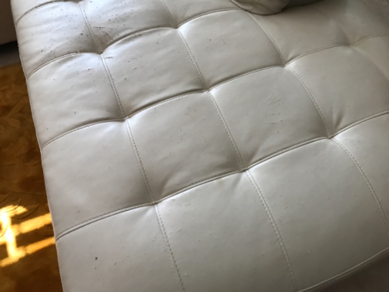 Photo 2 of CREAM LEATHER SECTIONAL SOFA 120”x 84”-HAS WEAR PLEASE SEE PHOTOS