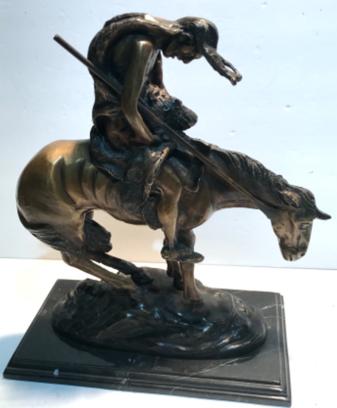 Photo 1 of “END OF THE TRAIL” BY JAMES EARLE FRASER SCULPTURE 10.5”x 6”x 13”
