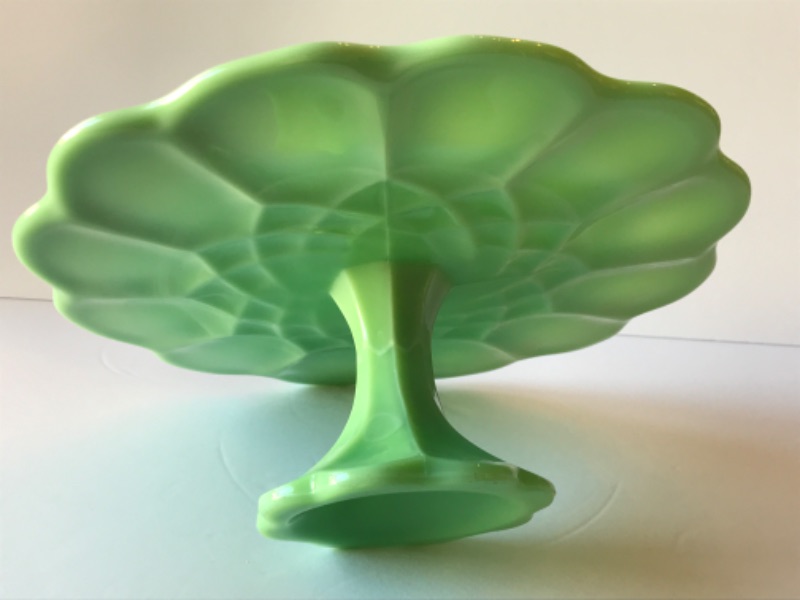 Photo 4 of MARTHA STEWART HIGHBROOK 11” HANDMADE JADEITE GLASS CAKE STAND