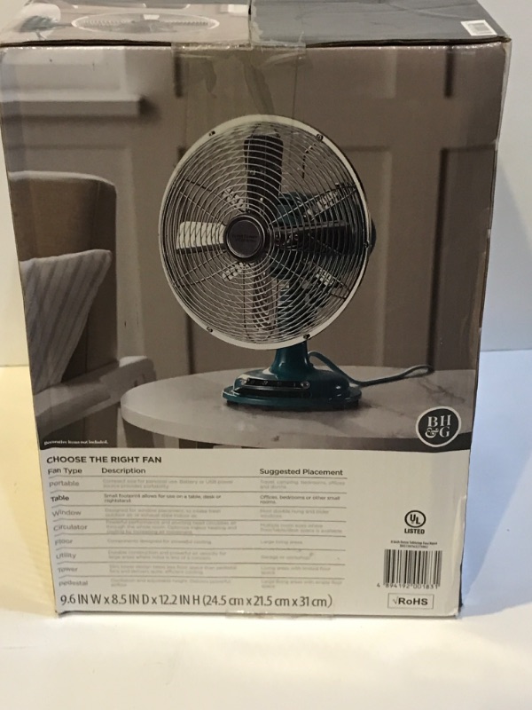 Photo 2 of NIB BETTER HOME & GARDENS OSCILLATING FAN 9”x 8.5”x 12.5”