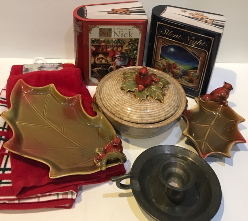 Photo 1 of CHRISTMAS THEMED CANDY DISH CANDLE HOLDER AND BOOKS