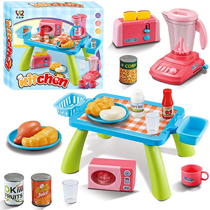 Photo 1 of 29PCS Kitchen Play Toy with Cookware Playset Water Boiler and Toaster ,Cooking Utensils,Toy Cutlery,Cut Play Food, Learning Gift for Girls Boys Kids