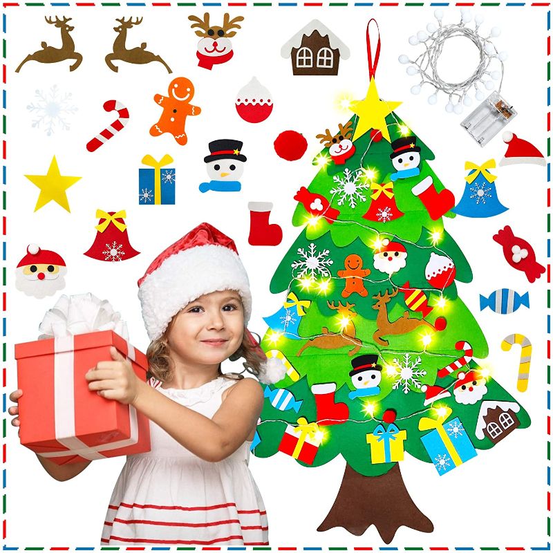 Photo 1 of Christmas Decorations, DIY Felt Christmas Tree with LED Lights for Toddlers & Kids