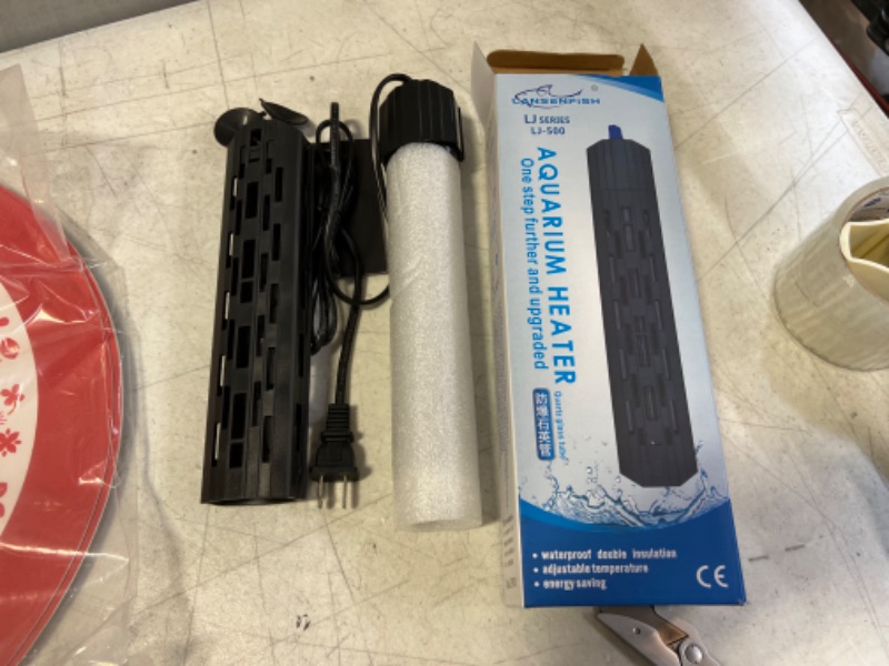 Photo 2 of Makmzoon Aquarium Heater, 500W Turtle Tank Heater Fish Heater with Detachable Anti Scald Shell Round Thermometer, Fish Heater Fully Submersible Heater

