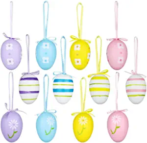Photo 1 of LessMo 36 Pcs Easter Ornaments Hanging Egg, Colorful Plastic Eggs Ornaments, Easter Tree Ornaments Decorations , Kids Home School Party Supplies Gifts