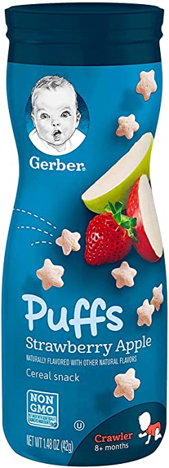 Photo 1 of  Gerber Puffs  Strawberry Apple Cereal Snack (Pack of 2)