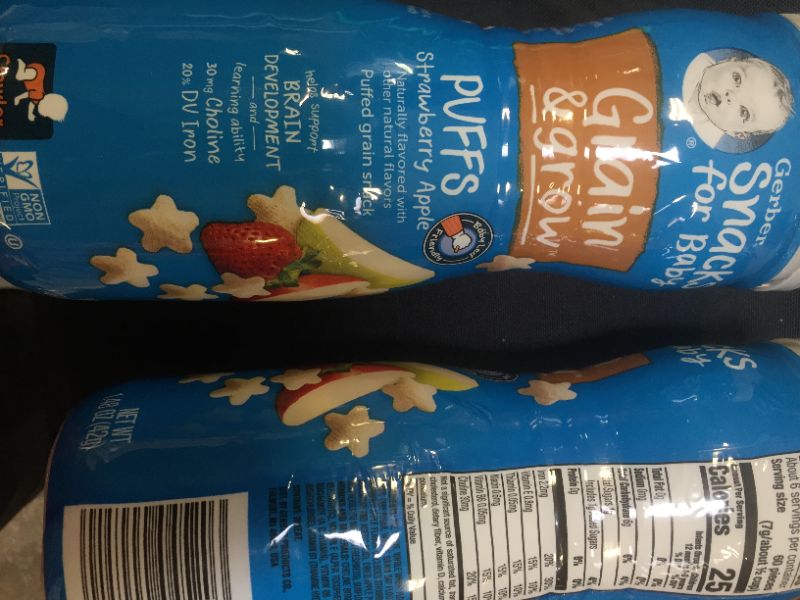 Photo 2 of  Gerber Puffs  Strawberry Apple Cereal Snack (Pack of 2)