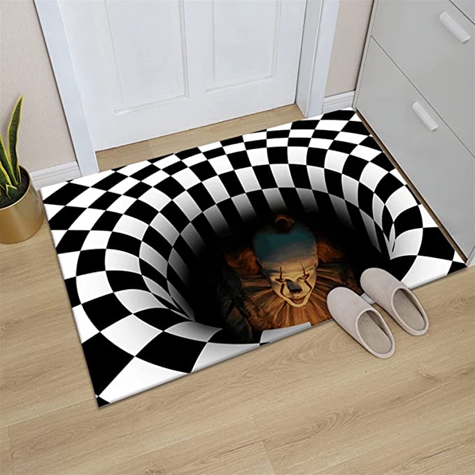 Photo 1 of  Doormat 3D Clown Trap Visual Carpet Living Room Bedroom Horror Rug