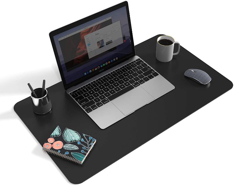 Photo 1 of Non-Slip Desk pad,New Material Leather Desk Blotter Pad,Soft Surface Desk Mat,Easy Clean Laptop Desk Writing Mat for Office/Home (Black, 23.6" x 13.7")
