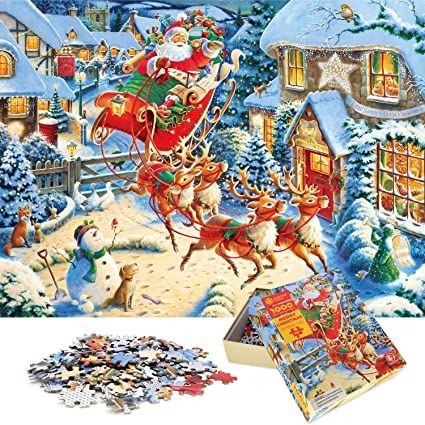 Photo 1 of Christmas Jigsaw Puzzle 1000 Piece, Christmas Jigsaw Puzzles for Adults and Kids, Hand Made Puzzles Personalized Great Gifts, Puzzles Size: 27.55"x19.68" inches (Christmas Santa)
