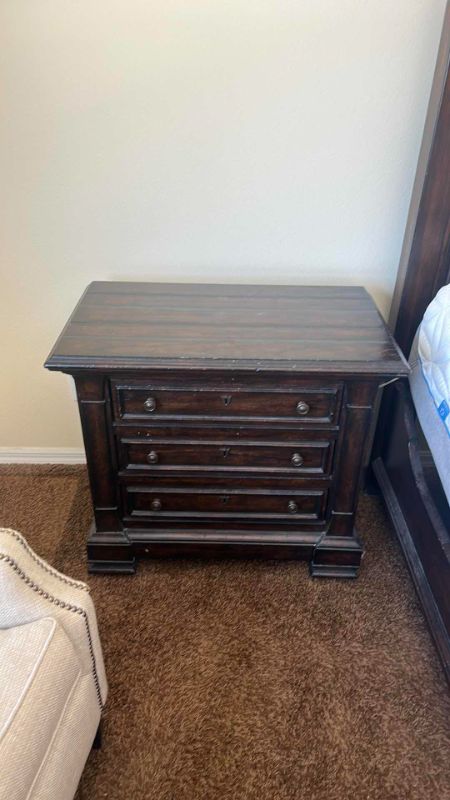 Photo 3 of STANLEY TUSCAN STYLE DISTRESSED WOOD NIGHTSTAND 33” x 19” x 30”