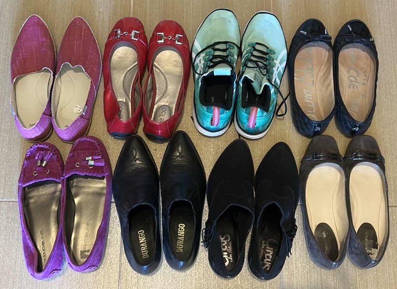 Photo 1 of 8 PAIRS WOMENS SHOES ( INCLUDING DURANGO, CALVIN KLEIN, ASICS AND MORE SIZE 7 - 7.5