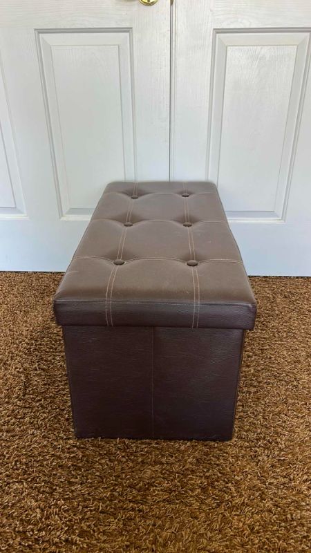 Photo 1 of  FAUX LEATHER STORAGE OTTOMAN 30” x 15” x 15”