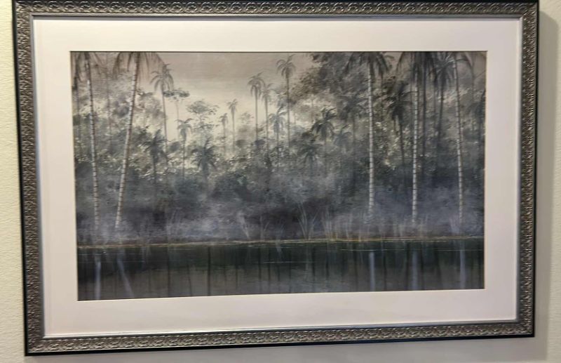Photo 1 of HOME DECOR - PALM TREES PRINT ARTWORK SILVER AND BLACK FRAMED 49” x 33”