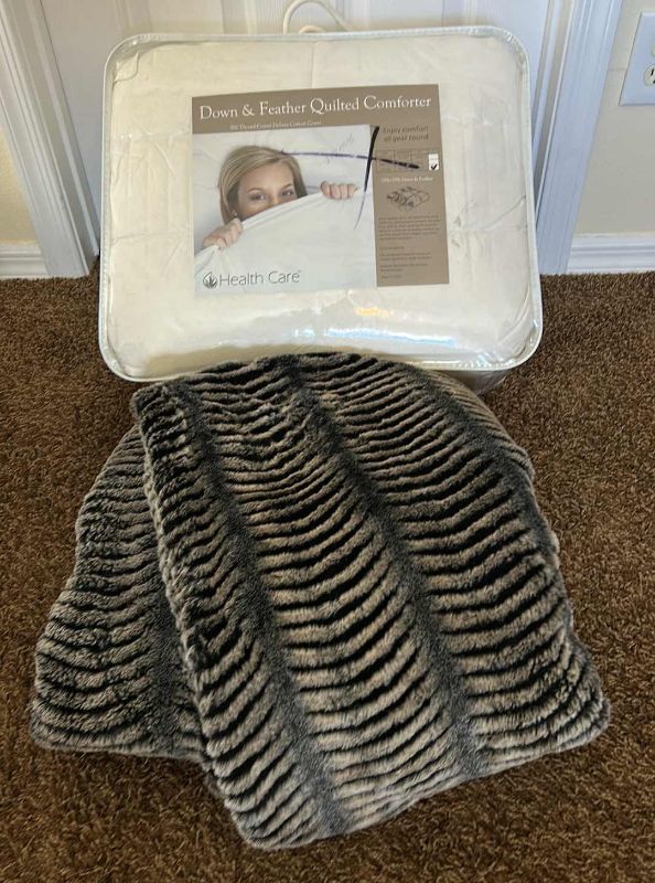 Photo 1 of DOWN AND FEATHER QUILTED KING COMFORTER AND FAUX FUR THROW