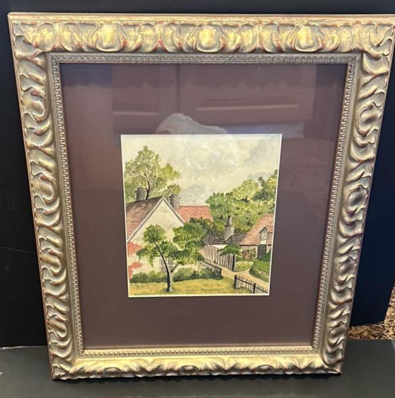 Photo 1 of SIGNED NUMBERED WATERCOLOR VILLAGE HOUSES FRAMED ARTWORK 14” x 17”