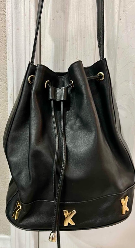 Photo 1 of BLACK ITALIAN LEATHER WOMENS PALOMA PICASSO CINCH HANDBAG