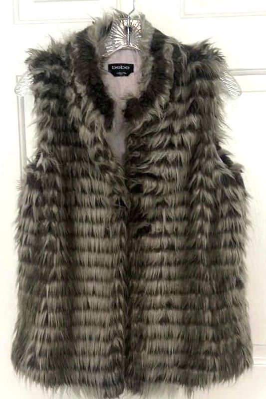 Photo 1 of WOMENS GRAY AND BLACK FAUX FUR VEST SIZE S