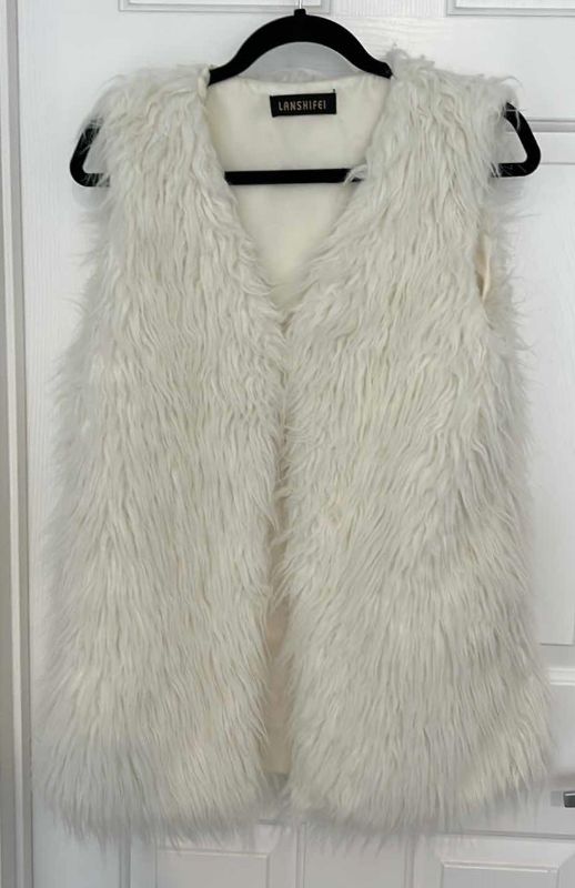 Photo 1 of WOMENSWEAR- WHITE FAUX FUR VEST SIZE MED