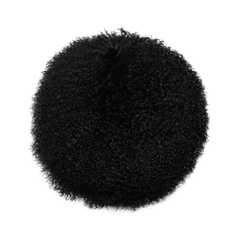 Photo 1 of Z GALLERIE BLACK SHEEPSKIN ROUND PILLOW 16” WITH FUR 22”