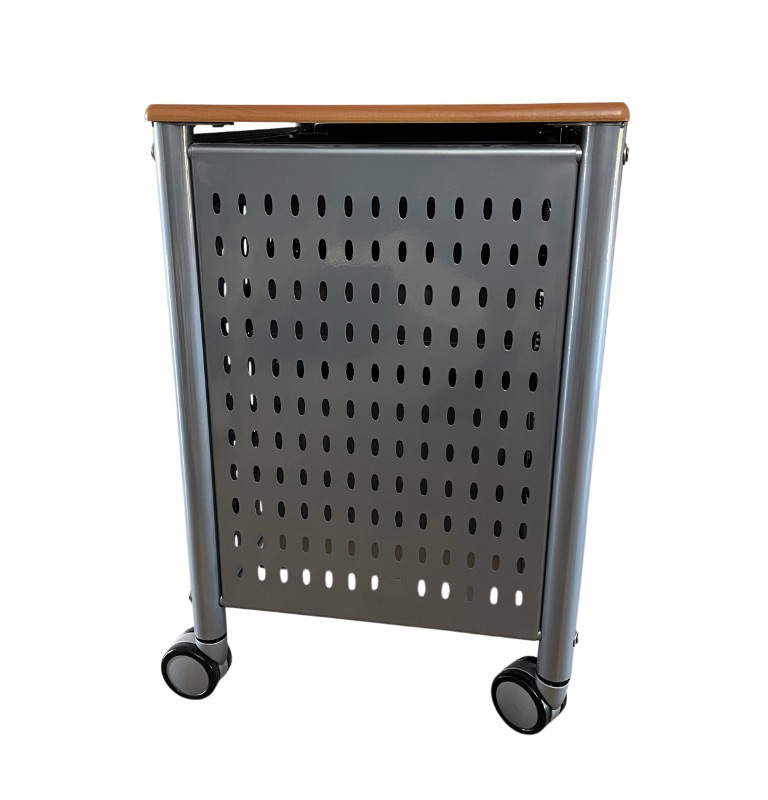 Photo 1 of LEDA DESK WOOD & SILVER FINISH ROLLING FILE CABINET 17.25” X 21.25” H26.5”