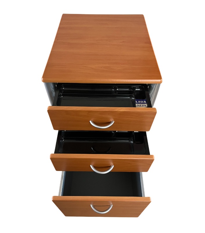 Photo 1 of LEDA DESK WOOD & SILVER FINISH ROLLING FILE CABINET 17.25” X 21.25” H26.5”