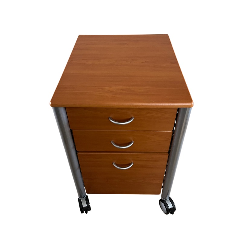 Photo 1 of LEDA DESK WOOD & SILVER FINISH ROLLING FILE CABINET 17.25” X 21.25” H26.5”
