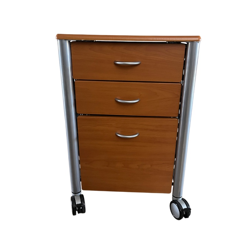 Photo 1 of LEDA DESK WOOD & SILVER FINISH ROLLING FILE CABINET 17.25” X 21.25” H26.5”