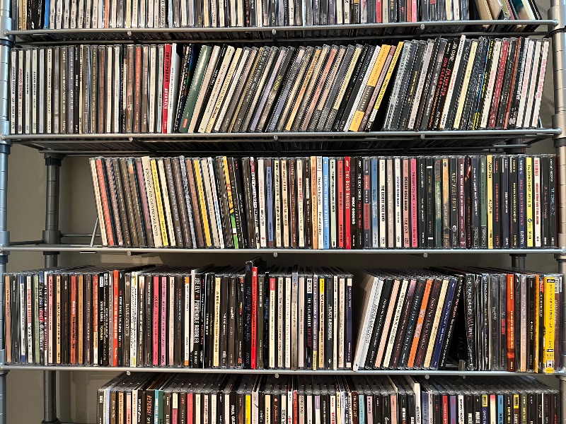 Photo 1 of MUSIC CDS-VARIOUS GENRES 450 PLUS ALBUMS W 12 TIER METAL RACK (READ NOTES)