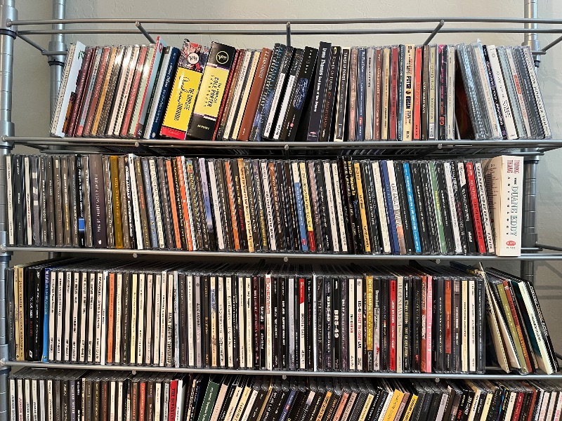 Photo 1 of MUSIC CDS-VARIOUS GENRES 450 PLUS ALBUMS W 12 TIER METAL RACK (READ NOTES)