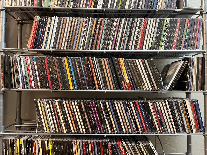Photo 1 of MUSIC CDS-VARIOUS GENRES 400 PLUS ALBUMS W 12 TIER METAL RACK (READ NOTES)